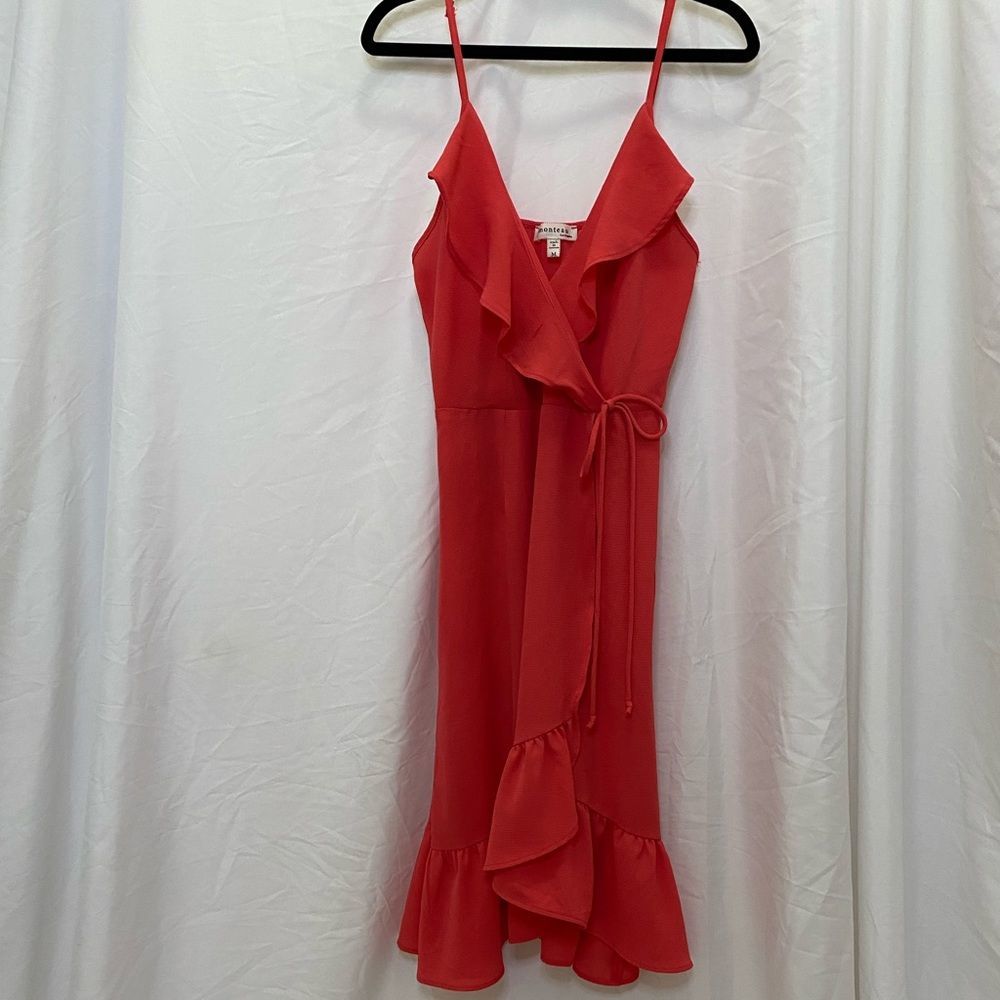 Monteau ruffled flowy spaghetti strap mini dress, size M - Picture 1 of 7